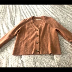 Loft V Neck Cardigan in blush, size S